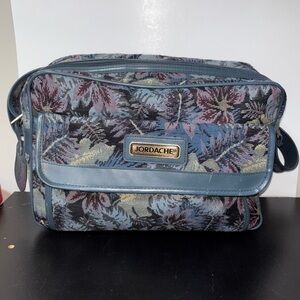 Vintage Jordache Blue Floral Overnight Bag 15x10.5